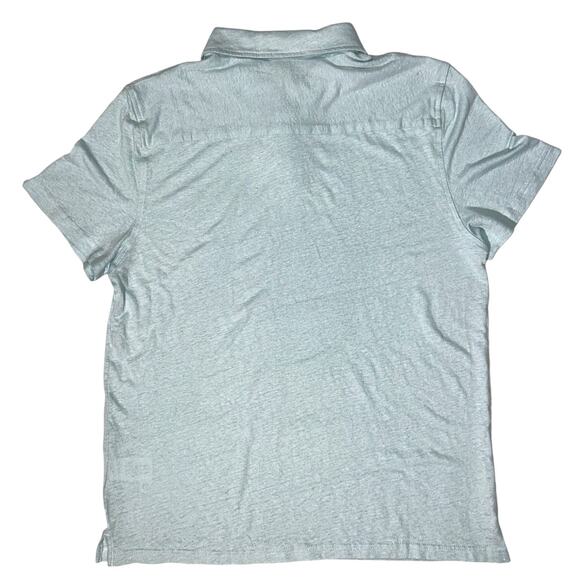 NWT Onia Linen Blend Short Sleeve Misty Blue Jersey Polo Shirt Large - Picture 6 of 8